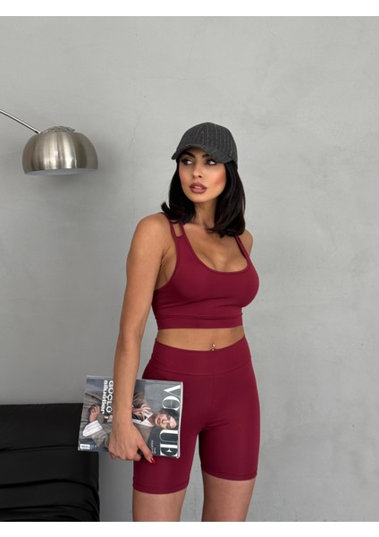 Yüksek Bel Toparlayıcı Çapraz Sırt Detaylı Slim Fit Kadın Tayt Takım fiyatları