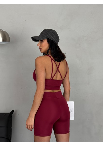 Yüksek Bel Toparlayıcı Çapraz Sırt Detaylı Slim Fit Kadın Tayt Takım modelleri