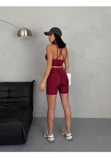 Yüksek Bel Toparlayıcı Çapraz Sırt Detaylı Slim Fit Kadın Tayt Takım fırsatları