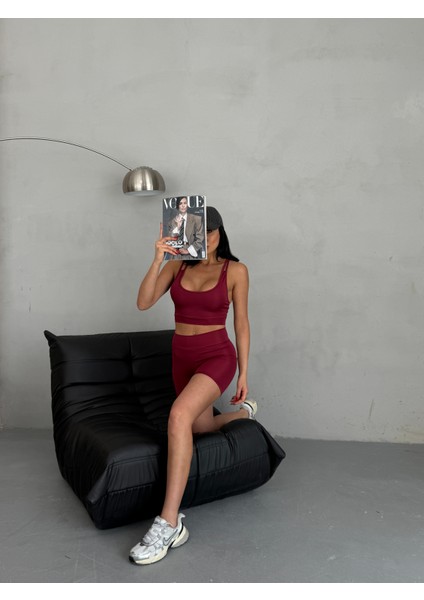 Yüksek Bel Toparlayıcı Çapraz Sırt Detaylı Slim Fit Kadın Tayt Takım indirimleri