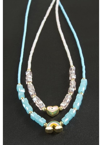 Karışık Figürlü Miyoki Boncuk Küp Kristal Kolye 1 Adet