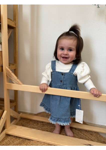 Kot Elbise Bluz Bebek Takımı