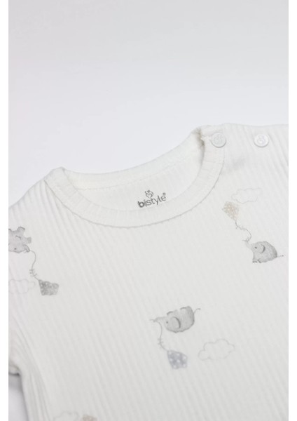 Bistyle Flying Elephant Yarım Kol 2'li Body 17116 Ekru Gri modelleri