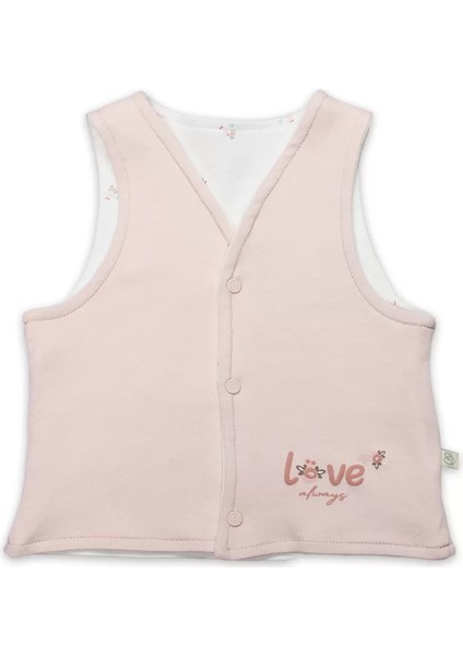 Bistyle Grow In Love Çift Taraflı Bebe Yelek 18102 Pembe Ekru