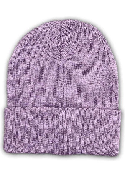 Unisex Basic Düz Katlamalı Bere Lila