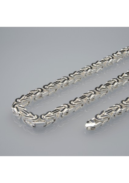 200 Mikron Naturel Kare Kral Gümüş Zincir