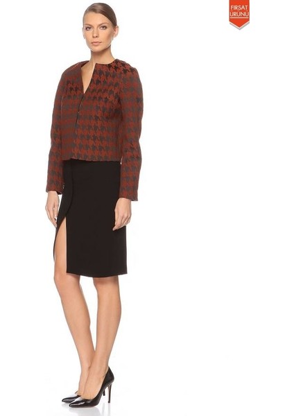 Fermuarlı Desenli Kadın Ceket Kiremit K1416019_016 fiyatları