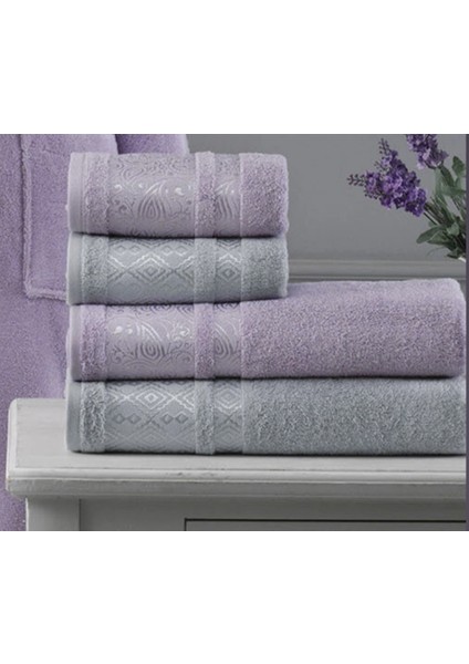 Dori Havlu Seti Best Set Hamam Takımı Lila-Gri