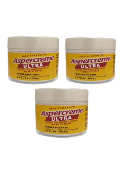 Aspercreme Ultra Sırt, Bel, Kas, Diz, Dirsek, Boyun Vücut Ağrısı Masaj Kremi 100 ml x 3 Adet