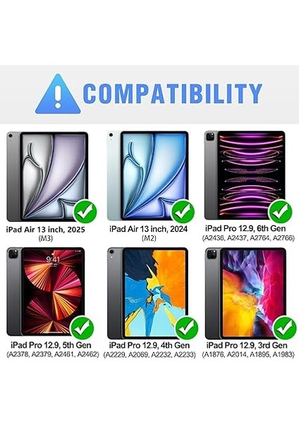 iPad Air 13 Inç Kılıf Klavye 2024 ve iPad Pro 12.9 Inç 2022-6TH/2021-5TH/2020-4TH/ 2018-3RD Gen, Kalem Tutucu ve Stand ve Kamera Kapaklı Çıkarılabilir Klavye, Akıllı Izleme Dörtgeni fiyatları