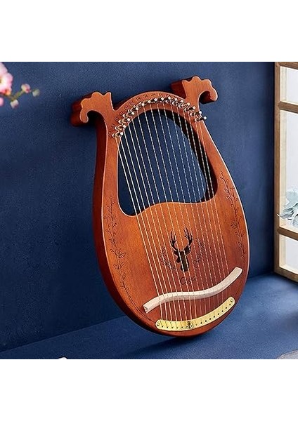 C Tuşu 16-String Ahşap Lir Arp Rezonans Kutusu Akort Anahtarı ile Yaylı Enstrüman 3 Adet Seçtikleri Sticker Ekstra Dizeler Seti indirimleri