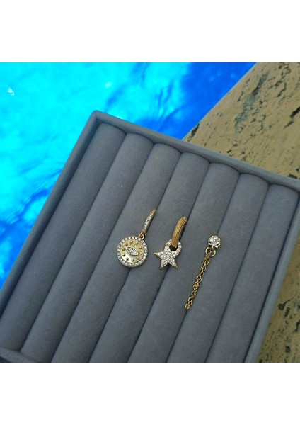 Mistik Figürlü Üçlü Çelik Küpe fiyatları