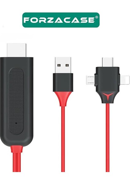 3in1 Görüntü Aktarıcı Kablo Lightning Type-C Micro USB To HDMI Dönüştürücü - FC450 indirimleri