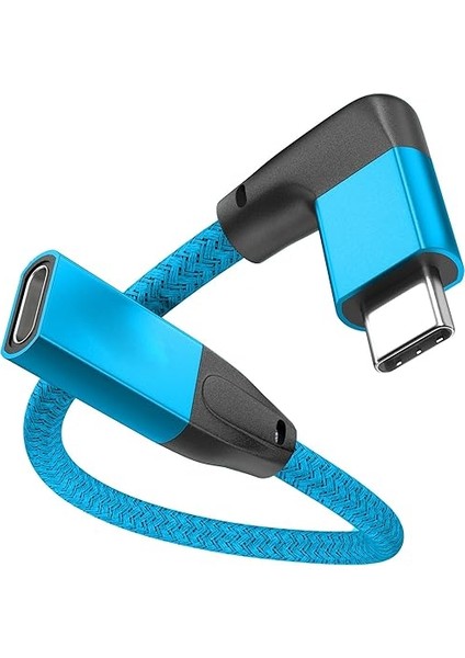 USB C Uzatma Kablosu Dik Açı 0.2m, USB 3.2 Gen2 20GBPS Veri Aktarımı Pd 100W Hızlı Şarj Kablosu,type C Erkek-Dişi 4K Video Uzantı Kablo Thunderbolt 4 Macbook, iPad Air, Galaxy S25