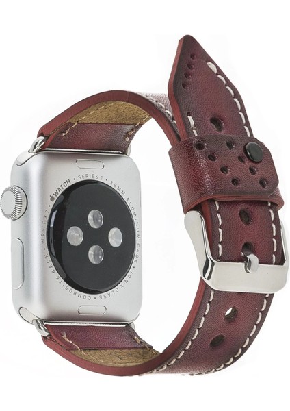 Apple Watch Uyumlu Deri Kordon 42-44-45MM SM25 Bordo fiyatları