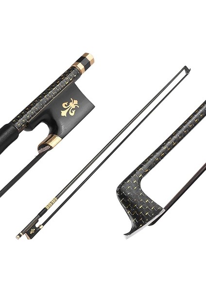 4/4 Keman Keman Yayı Iyi Dengelenmiş Altın Örgülü Karbon Fiber Yuvarlak Çubuk Abanoz Kurbağa Aaa Moğolistan Siyah At Kılı