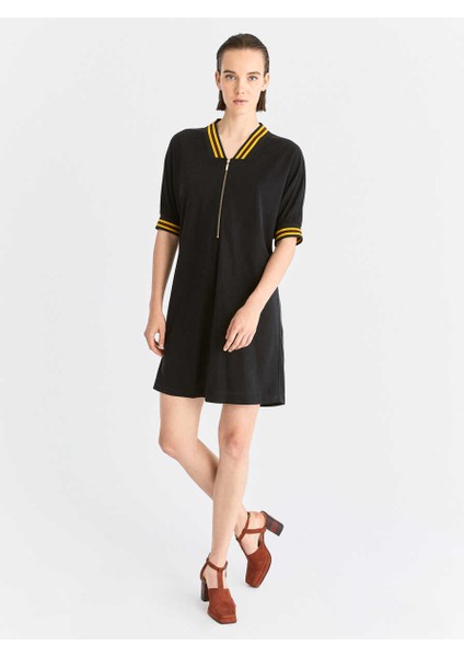 Fermuar Detaylı Günlük Elbise Siyah K2011078_001 fırsatları