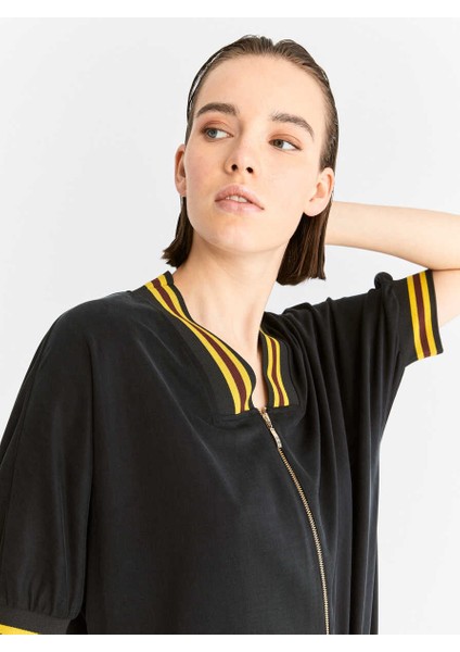 Fermuar Detaylı Günlük Elbise Siyah K2011078_001