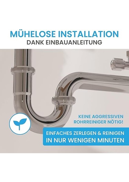 Lavabo ve Lavabo Için Evrensel Sifon - Gider Garnitürü Tam Uyumlu - Koku Kapağı Kauçuk Manşet + Montaj Kılavuzu Dahil - Boru Sifon Gider Garnitürü, Krom, Pirinçten fiyatları