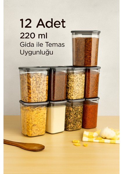 Erzak Saklama Kabı 12'li Dikdörtgen Saklama Kabı 2200ML