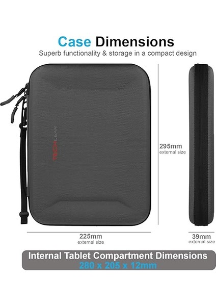 Portföy Tablet Kol Düzenleyici, Fermuarlı Sert Kabuk Koruyucu Taşıma Kılıfı Çanta Tutucu Kılıf iPad Pro 11, iPad 10.2 Inç 10.9, Air/pro 9.7 10.5 10.9, Samsung/huawei Tab 9.7 10.1 10.4 10.5'e indirimleri