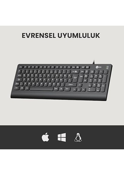 KB103 USB Kablolu Türkçe Q Klavye - Qwerty Türkçe Tuş Dizilimi, Sayısal Tuş Takımına Sahip, Sıvı Dökülmelerine Dayanıklı, Bilek Dinlendirme, Win, Mac, Linux ile Uyumlu Klavye Siyah fiyatları