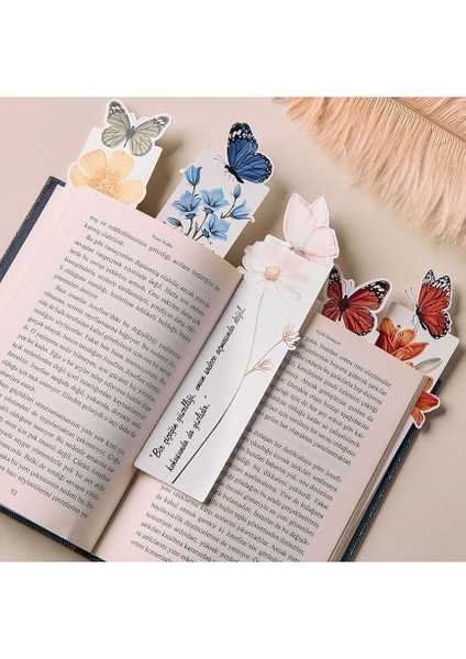 Renkli Kelebek Figürlü Motto Mesajlı Kitap Ayracı