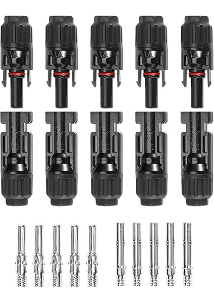 Solar Panel Kablo Bağlantısı Uyumlu, Erkek/dişi, Su Geçirmez, IP67, Fotovoltaik Güneş Sistemi Için (5 Çift)