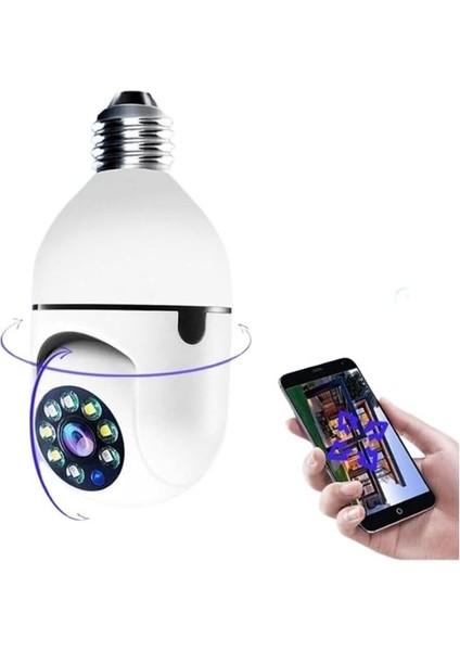 360 Panoramik Ampul Kamera Güvenlik Kamerası Çift Wifi 360 Derece Gece Görüşlü