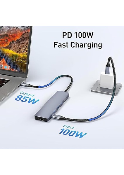 7’si 1 Arada Usb-C Hub – 4K Hdmı, 3×usb 3.0, Sd/tf Kart Okuyucu, 100W Pd Güç Girişi – Macbook, iPad Pro, Samsung, Windows ile Uyumlu, Type-C Cihazlar Için Çoklayıcı Adaptör modelleri