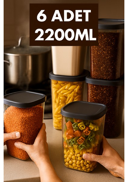 Erzak Saklama Kabı 6 Adet Dikdörtgen Saklama Kabı 2200ML fırsatları