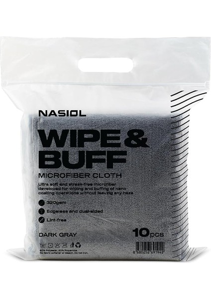 Wipe&buff Mikrofiber Seramik Kaplama Uygulama Bezi 10'lu Paket, Tüy Bırakmaz Detailing Bezi, Çift Taraflı Araç Içi Bakım,temizlik Bez