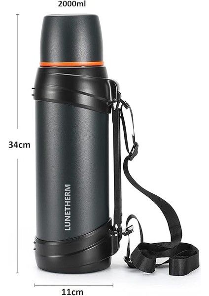 Klasik Vakumlu Çift Bardaklı Çelik Termos 2 Litre - Lacivert indirimleri