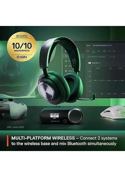 Arctis Nova Pro x Wireless Xbox Multi-Platform Gaming Kulaklık - Hi-Fi Ses Sürücüleri - Aktif Gürültü Giderme - Gen2 Clearcast Mikrofon - Xbox, Pc, Ps5, Ps4, Switch, Mobil modelleri