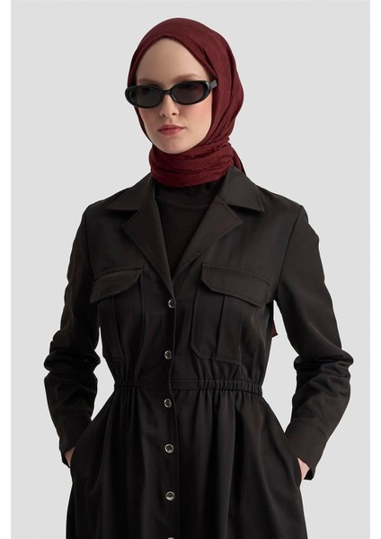 Düğmeli Elbise 25KD1702 Siyah modelleri