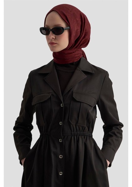 Düğmeli Elbise 25KD1702 Siyah fırsatları