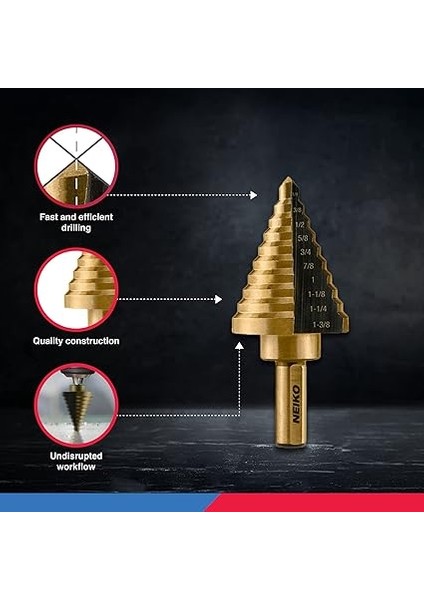 10197A Titanyum Kademeli Matkap Ucu Seti Hss | 5 Parçalı | Toplam 50 Boyut fırsatları