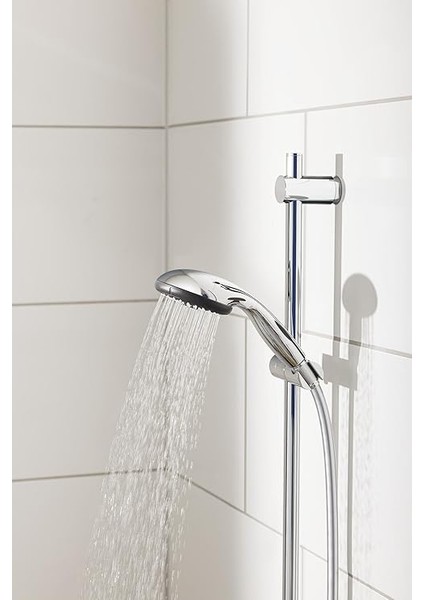 Vitalio Start 100 Sürgülü Duş Seti, 600 mm Sürgülü Ray , 100MM El Duşu 3 Akışlı , 1750 mm Duş Hortumu, Kireç Önleyici Sistem, Duş Başlığı, Krom, 26032000 fırsatları