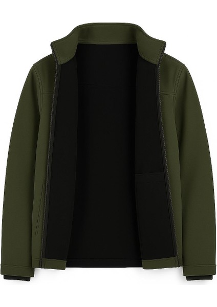 Erkek Içi Polarlı, Şapkası Çıkarılabilir Su ve Rüzgar Geçirmez Softshell spor mont