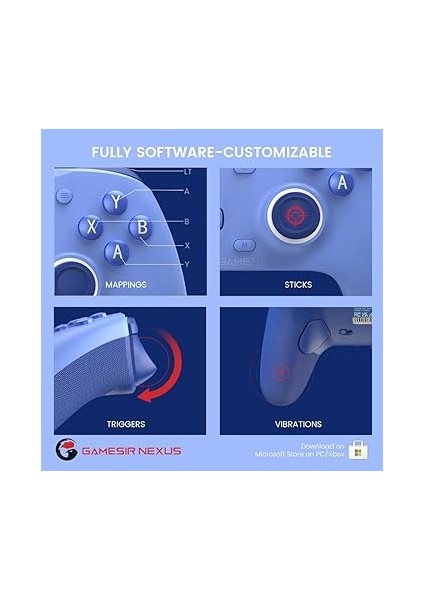 Xbox Series X|s, Xbox One ve Windows 10/11 Için G7 Se Kablolu Oyun Kumandası, Hall Efektli Joysticks/hall Trigger, 3,5 mm Ses Jakı - Mavi fırsatları