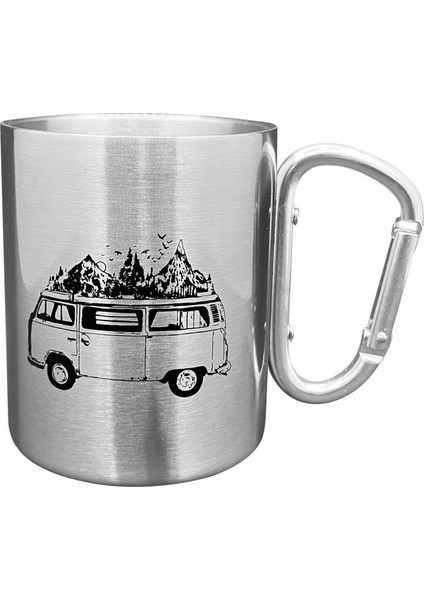 Karabina Saplı Paslanmaz Çelik Kupa Bardak - Orcamp - Gri (OUT-1850)