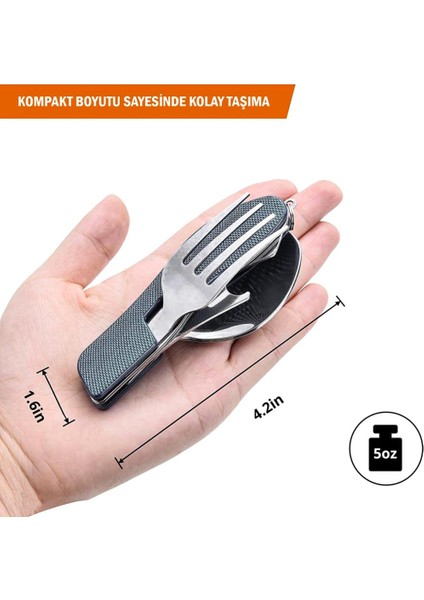 Kamp Çatal&kaşık&bıçak Seti - Orcamp - Siyah (OUT-1350) fırsatları