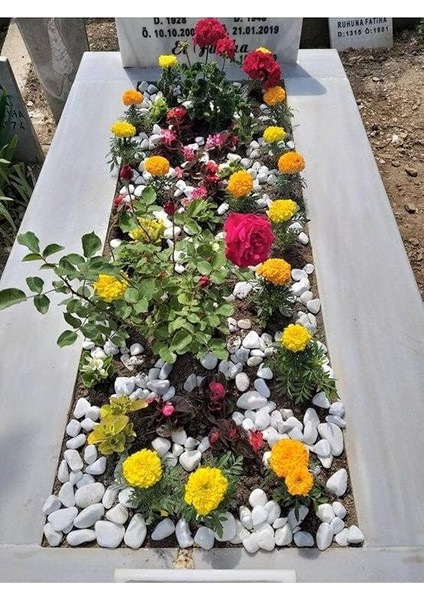 Mezar Taşı 11 kg 2-4 cm Beyaz Dolomit Taş Dere Çakıl Taşı Bahçe Süs Taşı Mezar Süsleme Taşı modelleri