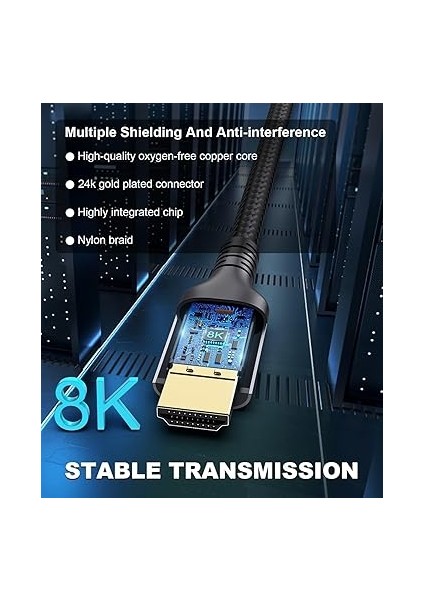 10K 8k HDMI 2.1 Kablo 5m, Sertifikalı 48GBPS Ultra Yüksek Hızlı HDMI Kablosu ile Ethernetli 4K 240Hz 165Hz 144Hz 120Hz 8K60Hz Earc Hdcp2.3 HDR10+ Pc Tv Monitör Projektör Ps5 X-Box fırsatları