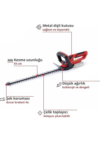 Akülü Çit Budama Gc-Ch 1855/1 Li-Solo Power X-Change (18V, 55 cm Kesme Uzunluğu, 18 mm Diş Aralığı, Kırpıntı Toplayıcı, Akü Dahil Değildir) - 3410502 modelleri