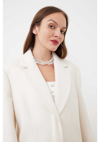 Yırtmaçlı Yün Kaban Kemik K2319016_019