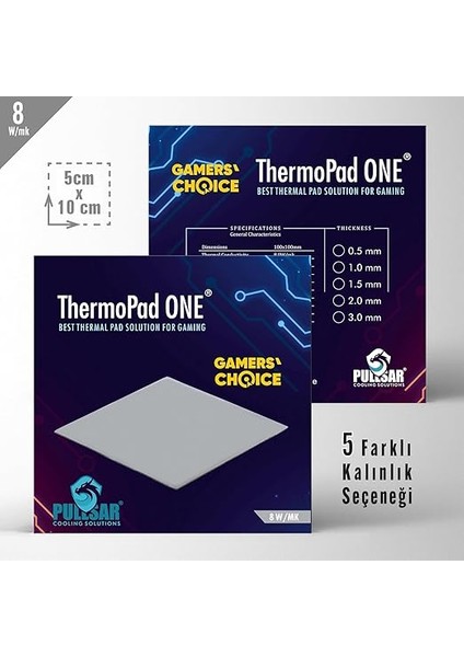 Thermopad One/termal-Thermal Pad / 8.0 W/mk 100X50 (1.00 Mm) fiyatları