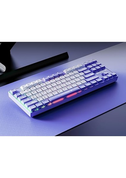 Ajazz AK870 Mc Kablolu Mekanik Oyun Klavyesi Mor Klavye Brown Switch fiyatları