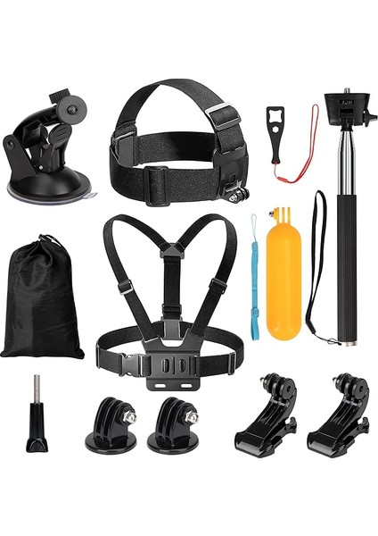 9'u 1 Arada Aksiyon Kamerası Aksesuar Seti, Göğüs Kemeri Tutucu Dış Mekan Spor Kıyafeti Gopro Hero 10/9/8/7/6/5/4 INSTA360 Djı Sjcam Apeman Akaso ve Diğer Spor Türleri Kamera ile Uyumlu