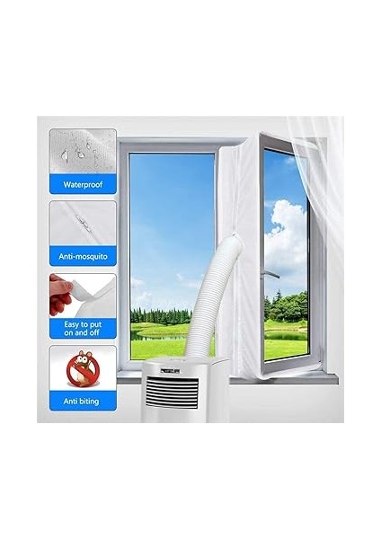 Klima Cihazları Için Pencere Contası, 300 cm Pencere Contası, Esnek Kumaş Contası ve Reii Kilit ve Yapışkan Sabitleme, Mobil Klima Sistemleri Için Kolay Kurulum modelleri
